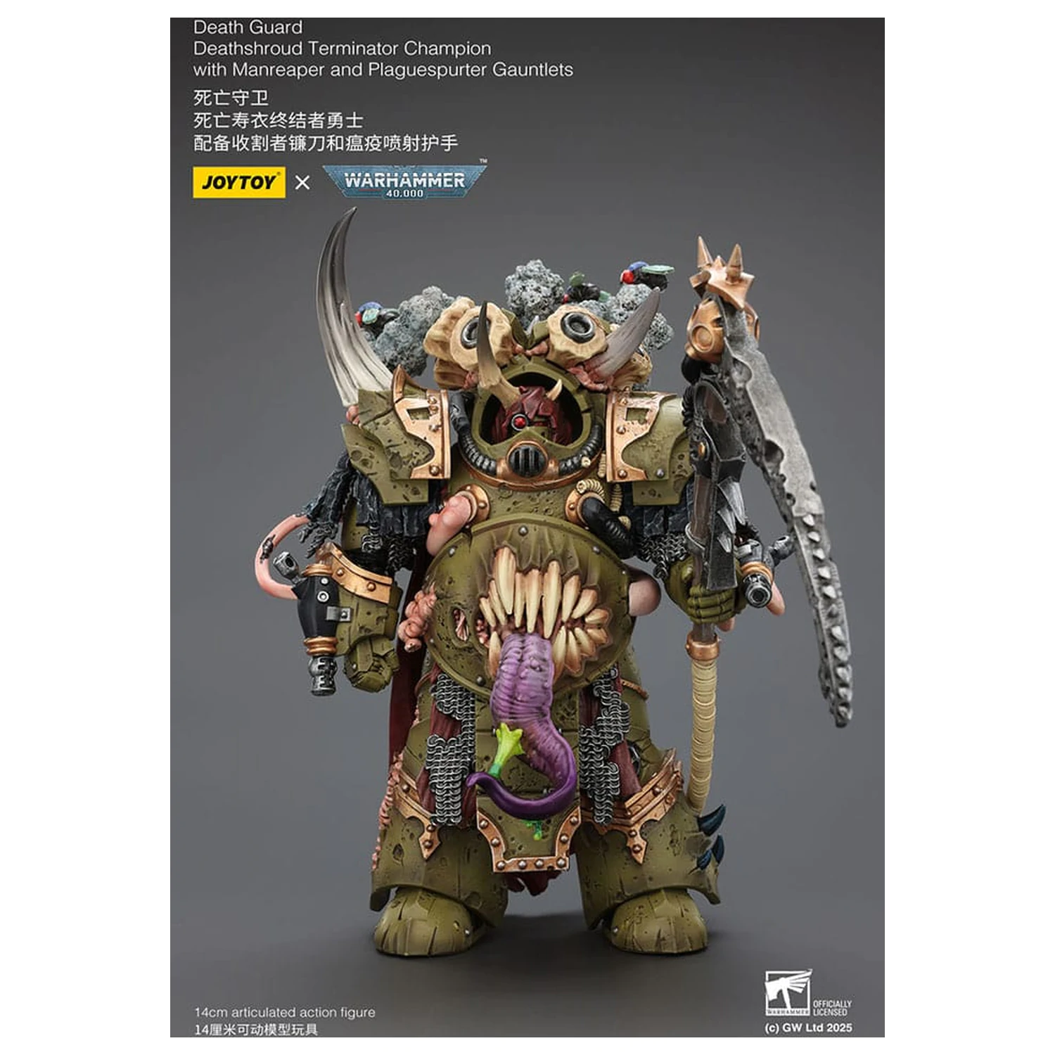 Warhammer 40k akcijska figura 1/18 Death Guard Deathshroud Terminator Champion s Manreaperom i Plaguespurter Gauntletsima 14 cm fotografija proizvoda