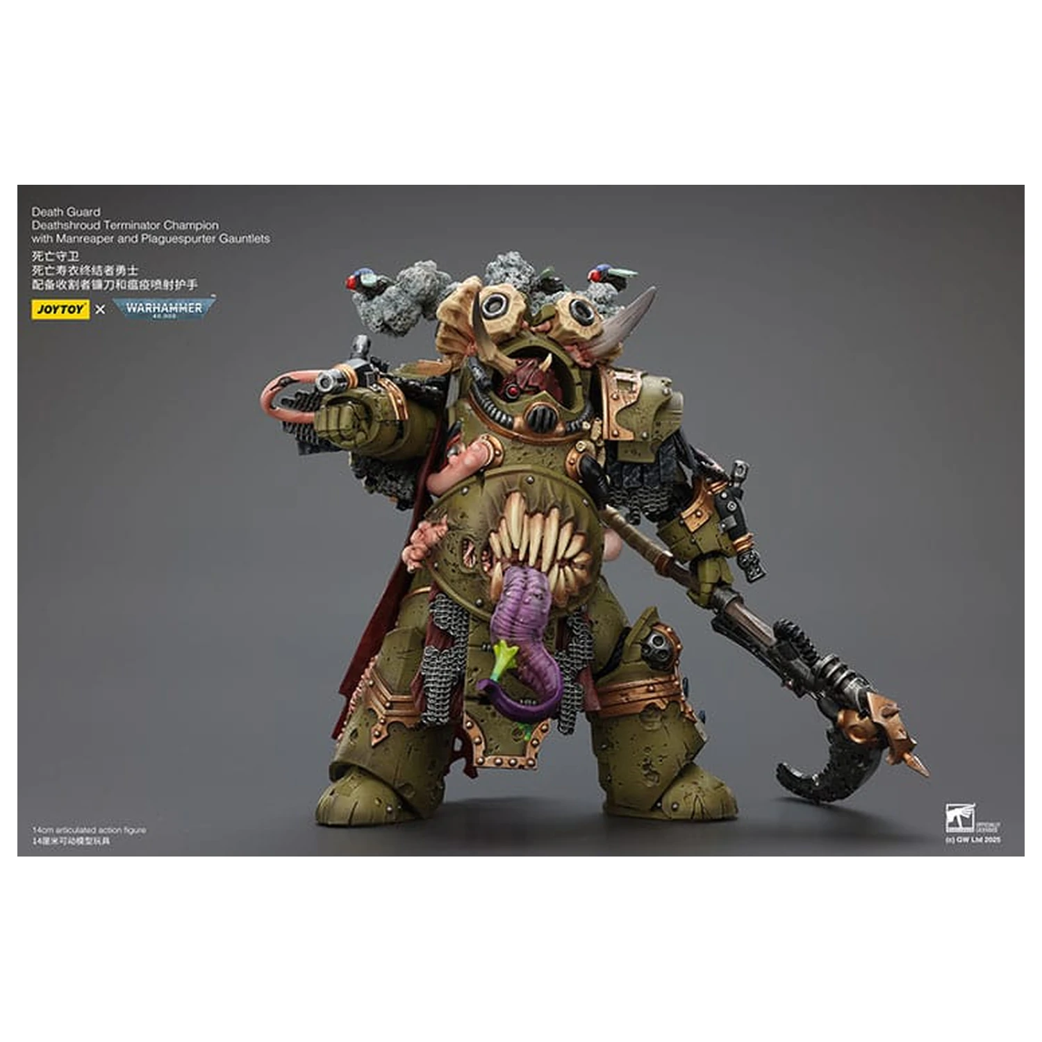 Warhammer 40k akcijska figura 1/18 Death Guard Deathshroud Terminator Champion s Manreaperom i Plaguespurter Gauntletsima 14 cm fotografija proizvoda