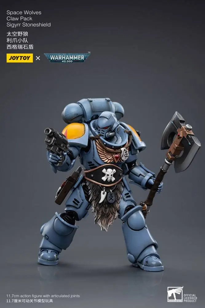 Warhammer 40k akcijska figura 1/18 Space Wolves Claw Pack Sigyrr Stoneshield 12 cm fotografija proizvoda