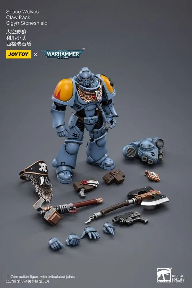 Warhammer 40k akcijska figura 1/18 Space Wolves Claw Pack Sigyrr Stoneshield 12 cm fotografija proizvoda
