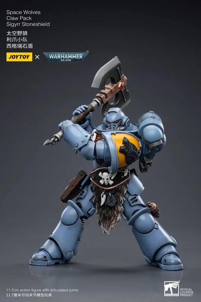 Warhammer 40k akcijska figura 1/18 Space Wolves Claw Pack Sigyrr Stoneshield 12 cm fotografija proizvoda