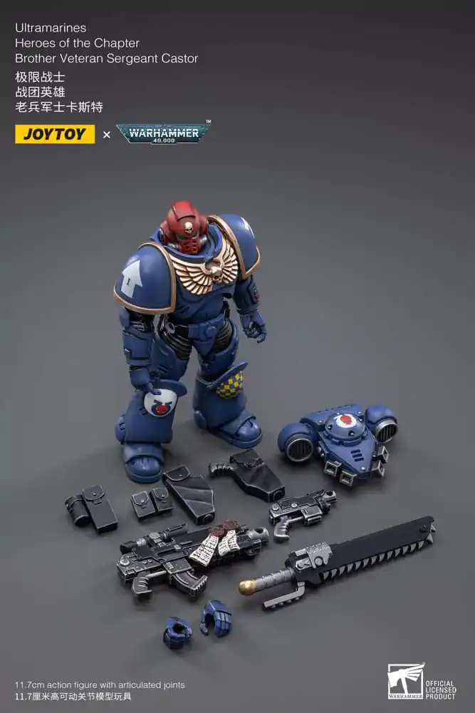 Warhammer 40k akcijska figura 1/18 Ultramarines Heroes of the Chapter Brother Veteran Sergeant Castor 12 cm fotografija proizvoda