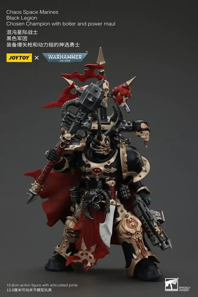 Warhammer 40k akcijska figura Chaos Space Marines Black Legion Chosen Champion s bolterom i power maulom 20 cm fotografija proizvoda