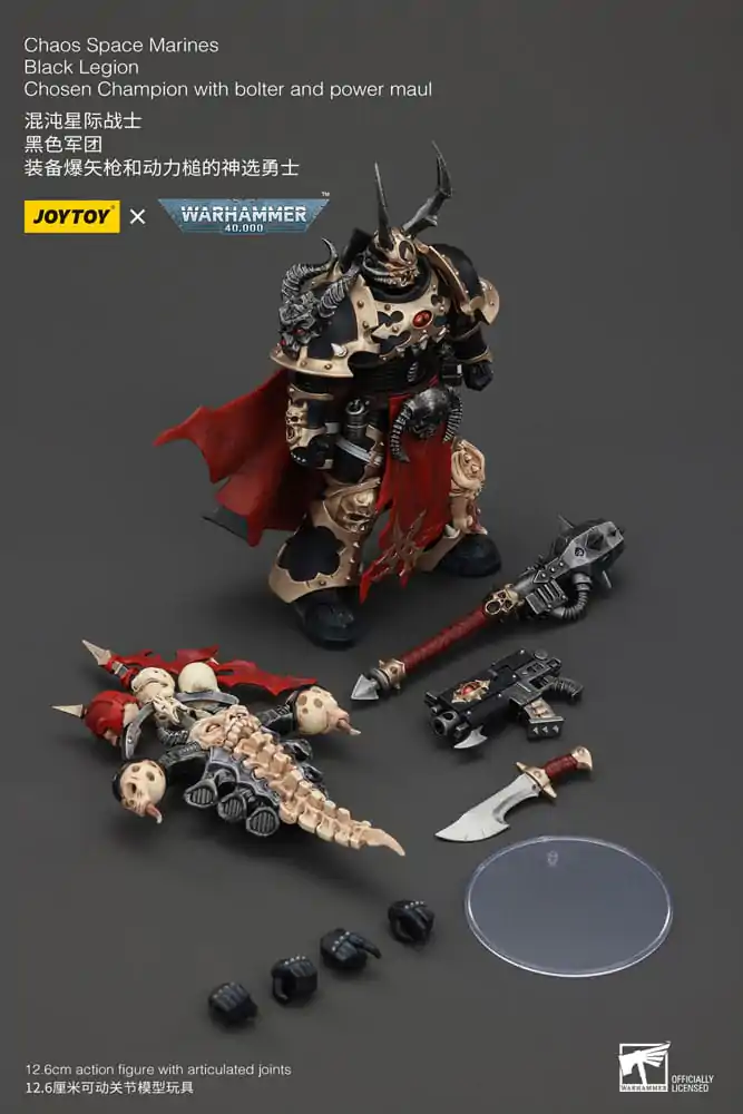 Warhammer 40k akcijska figura Chaos Space Marines Black Legion Chosen Champion s bolterom i power maulom 20 cm fotografija proizvoda