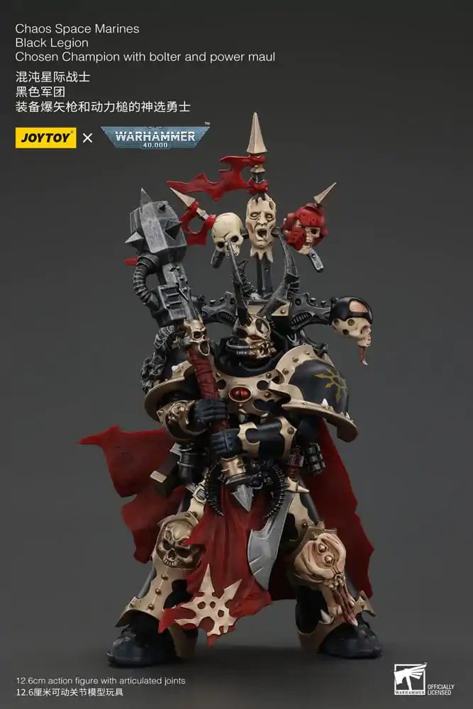 Warhammer 40k akcijska figura Chaos Space Marines Black Legion Chosen Champion s bolterom i power maulom 20 cm fotografija proizvoda