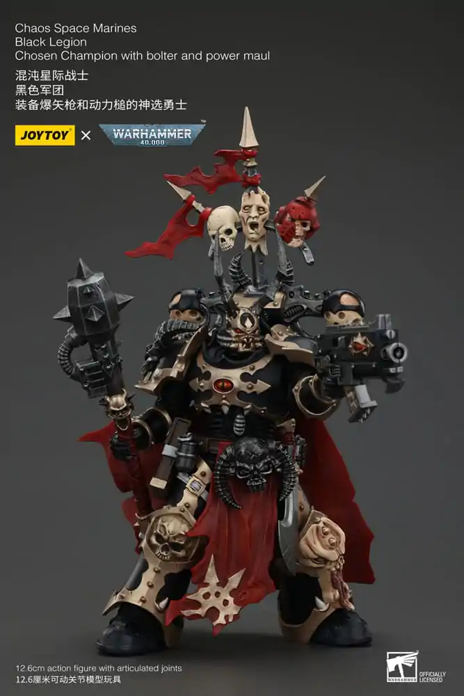 Warhammer 40k akcijska figura Chaos Space Marines Black Legion Chosen Champion s bolterom i power maulom 20 cm fotografija proizvoda