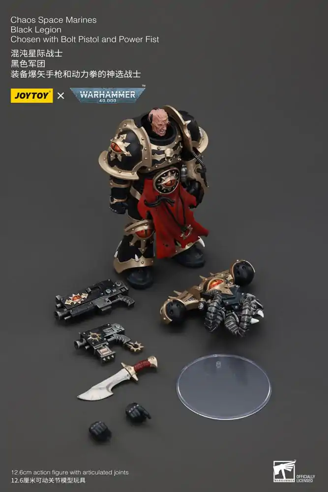 Warhammer 40k akcijska figura Chaos Space Marines Black Legion Chosen s Bolt pištoljem i Power šakom 20 cm fotografija proizvoda