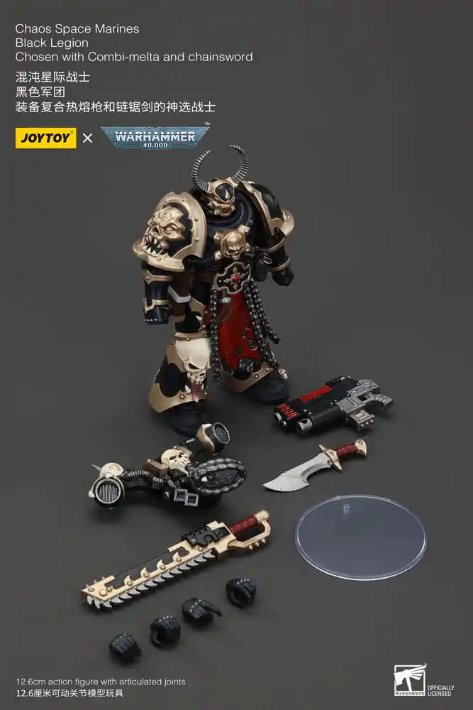 Warhammer 40k akcijska figura Chaos Space Marines Black Legion Chosen s Combi-melta i lančanim mačem 20 cm fotografija proizvoda