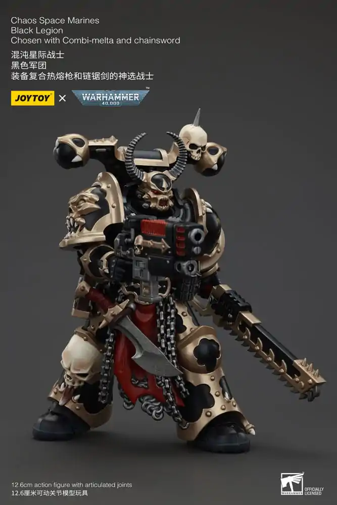 Warhammer 40k akcijska figura Chaos Space Marines Black Legion Chosen s Combi-melta i lančanim mačem 20 cm fotografija proizvoda