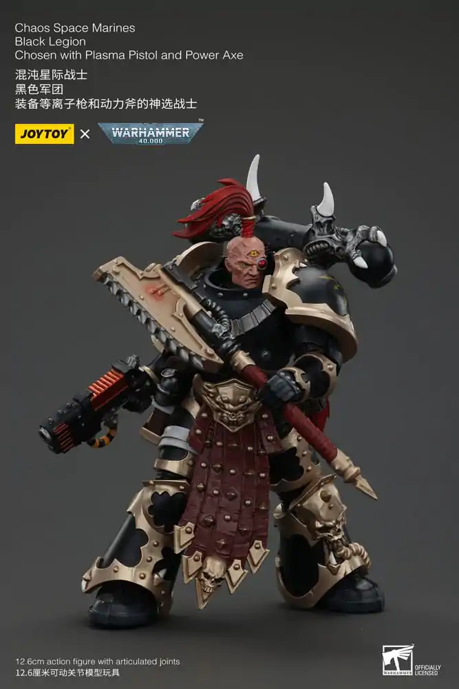 Warhammer 40k akcijska figura Chaos Space Marines Black Legion Chosen s plazma pištoljem i power sjekirom 20 cm fotografija proizvoda