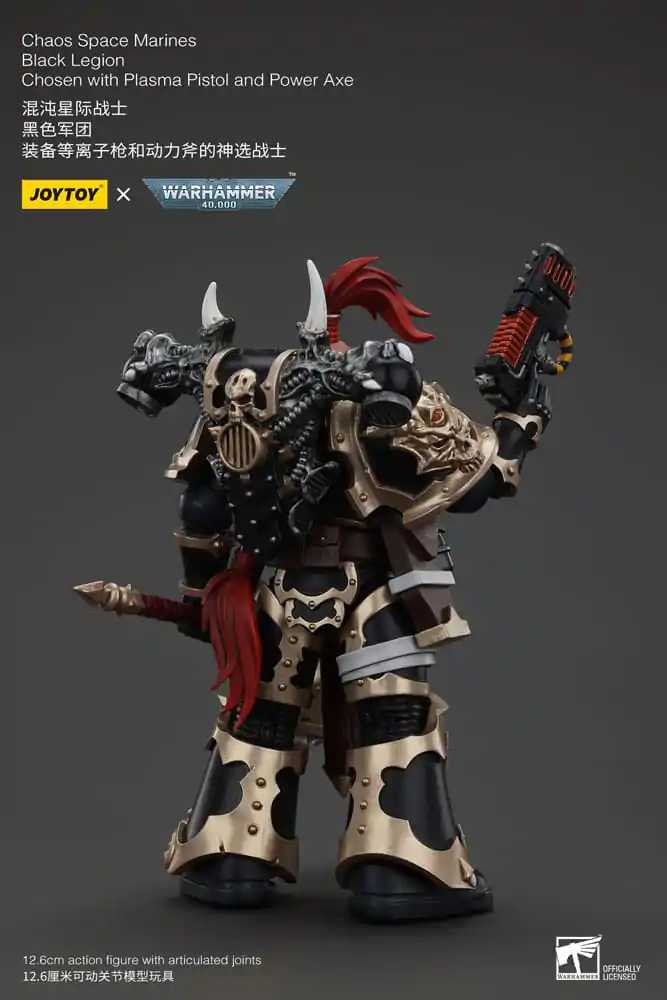 Warhammer 40k akcijska figura Chaos Space Marines Black Legion Chosen s plazma pištoljem i power sjekirom 20 cm fotografija proizvoda