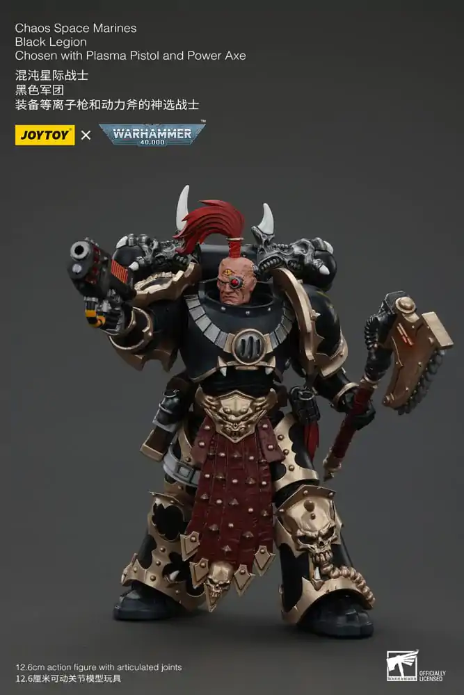 Warhammer 40k akcijska figura Chaos Space Marines Black Legion Chosen s plazma pištoljem i power sjekirom 20 cm fotografija proizvoda