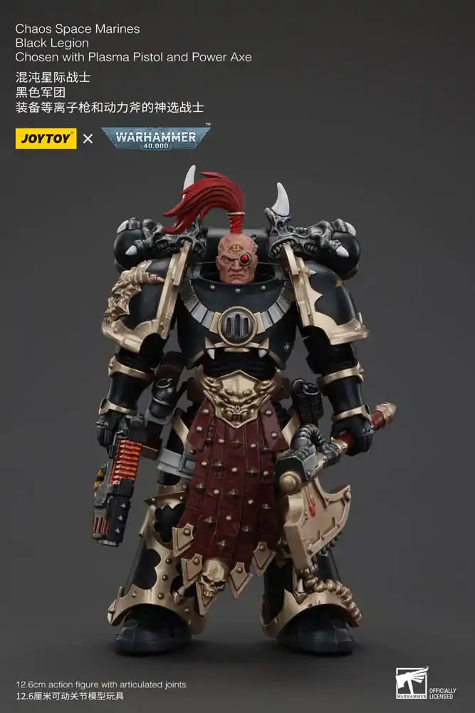 Warhammer 40k akcijska figura Chaos Space Marines Black Legion Chosen s plazma pištoljem i power sjekirom 20 cm fotografija proizvoda