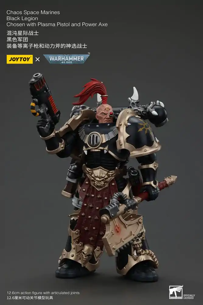 Warhammer 40k akcijska figura Chaos Space Marines Black Legion Chosen s plazma pištoljem i power sjekirom 20 cm fotografija proizvoda