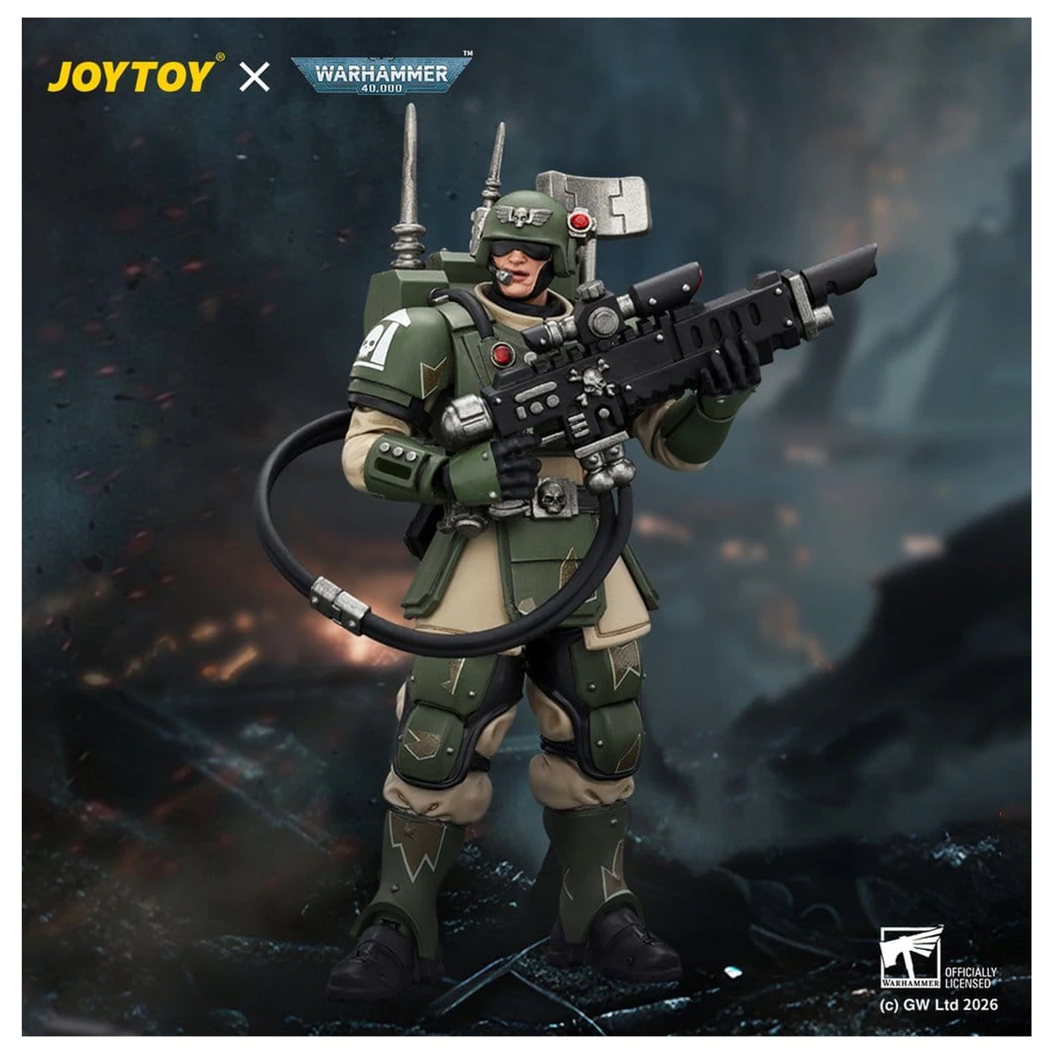 Warhammer figura Astra Militarum Kasrkin 3 s Hot-shot Lasgun puškom i Vox-casterom fotografija proizvoda