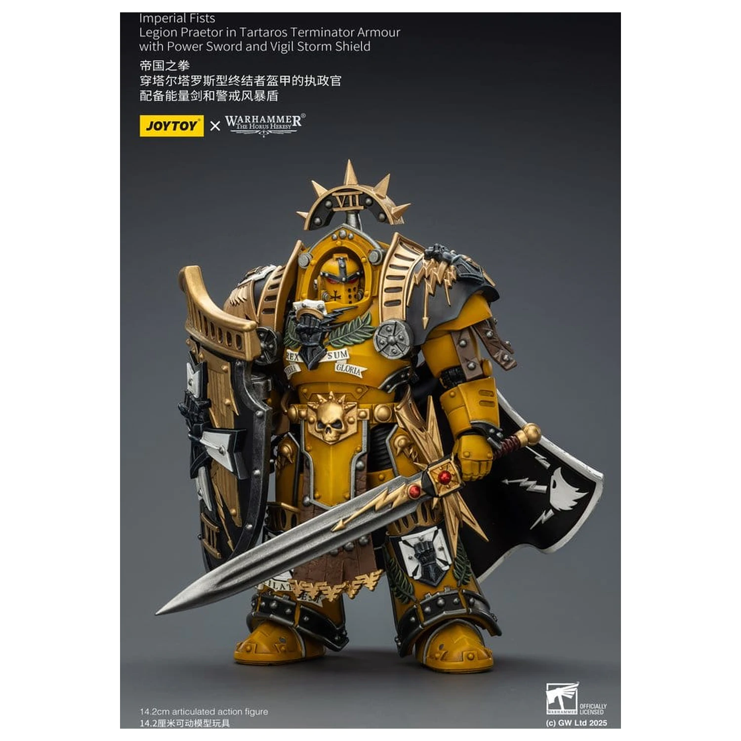 Warhammer Imperial Fists Action Figure Legion Praetor in Tartaros Terminator Armour with Power Sword and Vigil Storm Shield 14 cm fotografija proizvoda
