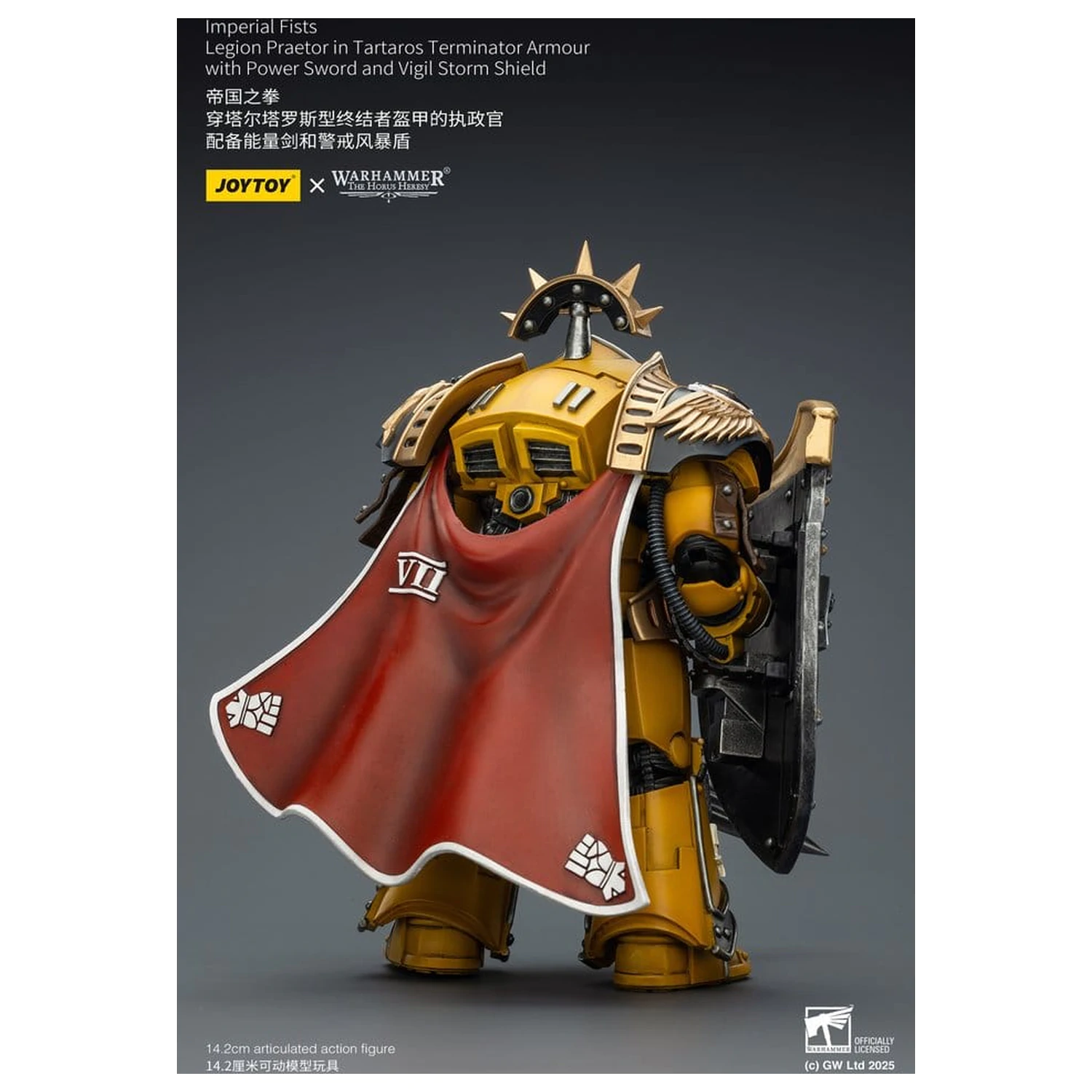 Warhammer Imperial Fists Action Figure Legion Praetor in Tartaros Terminator Armour with Power Sword and Vigil Storm Shield 14 cm fotografija proizvoda