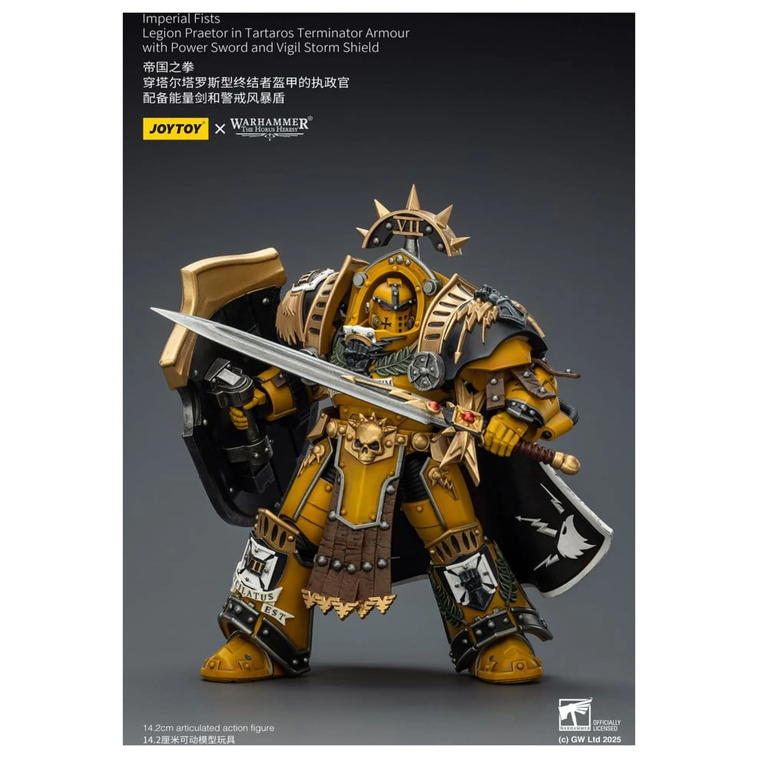 Warhammer Imperial Fists Action Figure Legion Praetor in Tartaros Terminator Armour with Power Sword and Vigil Storm Shield 14 cm fotografija proizvoda