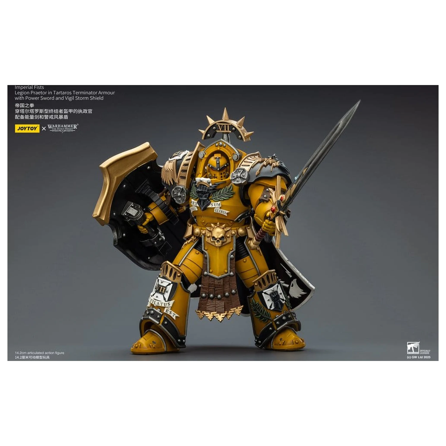 Warhammer Imperial Fists Action Figure Legion Praetor in Tartaros Terminator Armour with Power Sword and Vigil Storm Shield 14 cm fotografija proizvoda