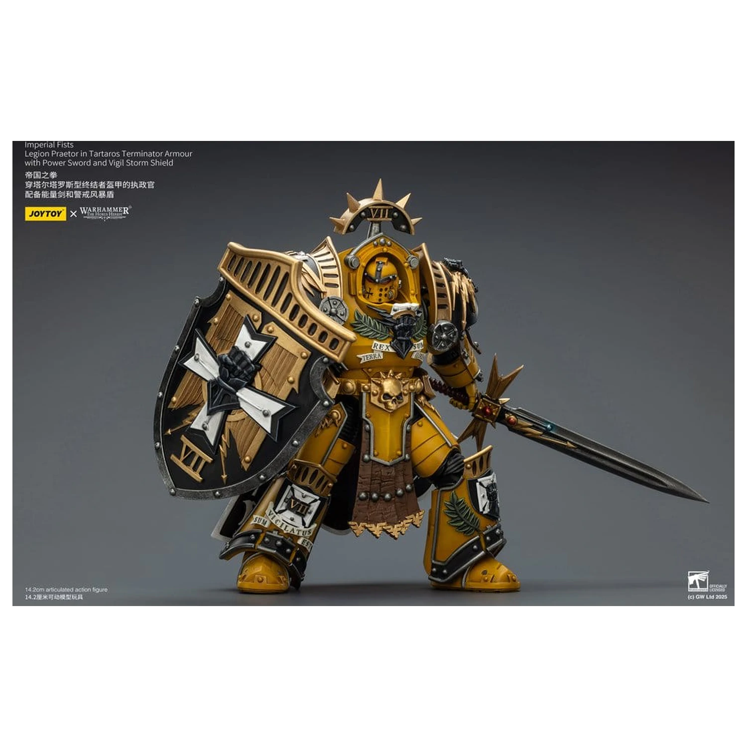 Warhammer Imperial Fists Action Figure Legion Praetor in Tartaros Terminator Armour with Power Sword and Vigil Storm Shield 14 cm fotografija proizvoda