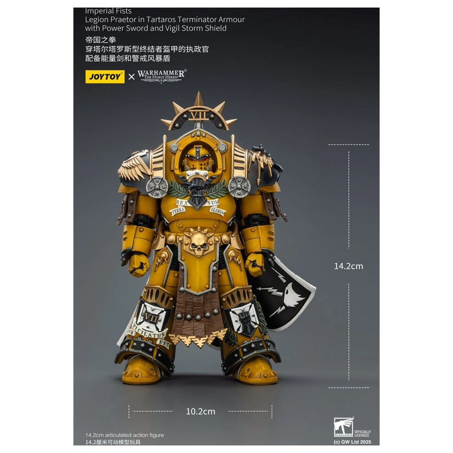 Warhammer Imperial Fists Action Figure Legion Praetor in Tartaros Terminator Armour with Power Sword and Vigil Storm Shield 14 cm fotografija proizvoda