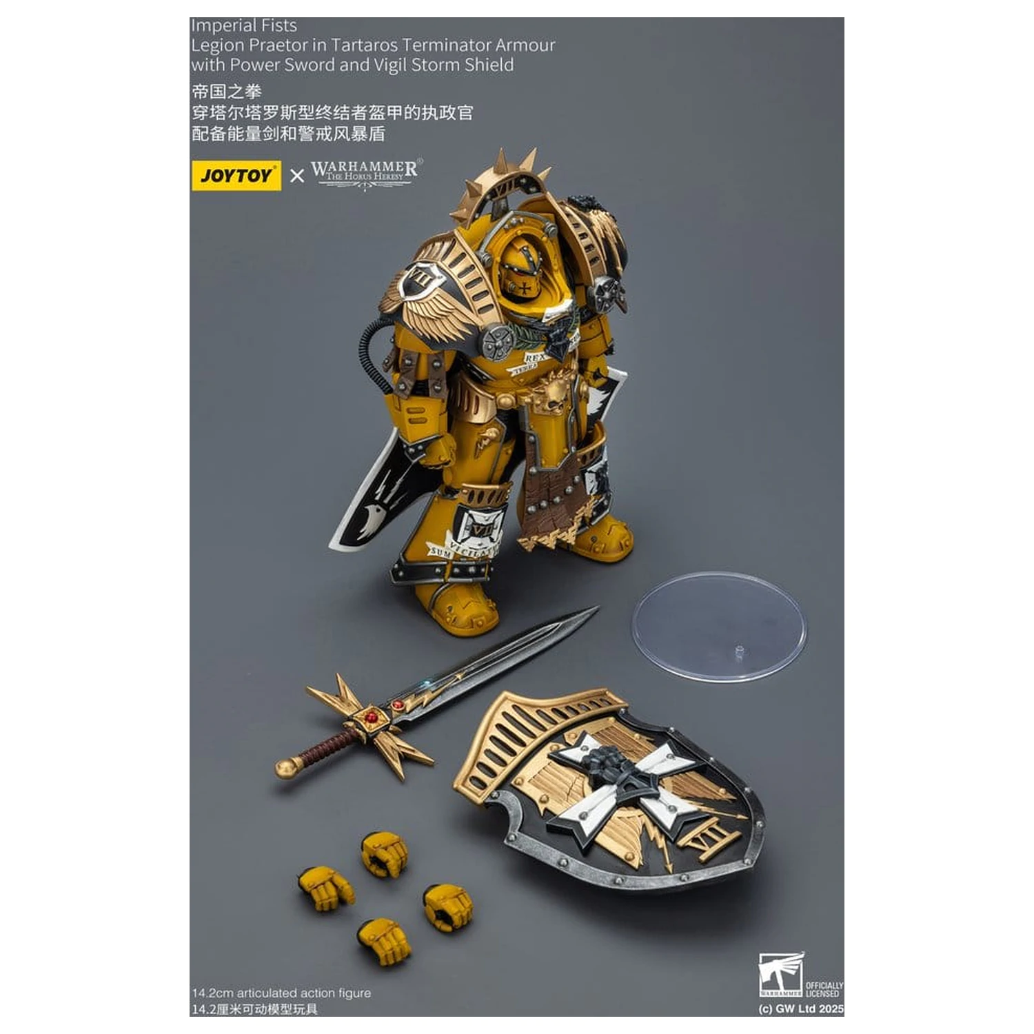 Warhammer Imperial Fists Action Figure Legion Praetor in Tartaros Terminator Armour with Power Sword and Vigil Storm Shield 14 cm fotografija proizvoda