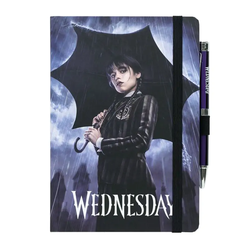 Wednesday Addams A5 premium bilježnica + projektor olovka fotografija proizvoda