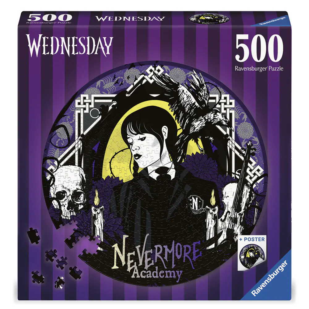 Wednesday Nevermore Academy okrugla puzzle (500 dijelova) fotografija proizvoda