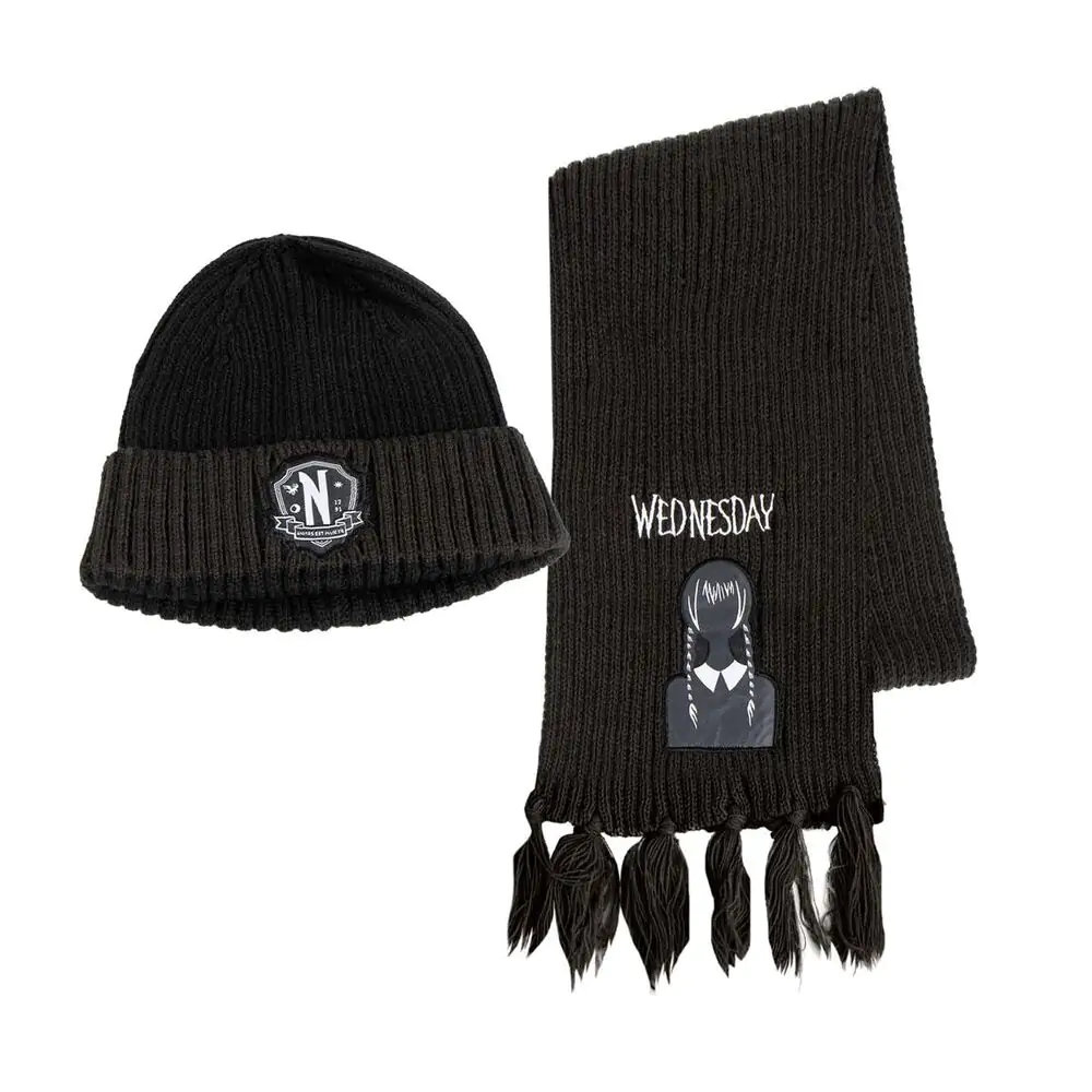 Wednesday Beanie & Scarf Set Nevermore - Komplet kapa i šal Nevermore fotografija proizvoda