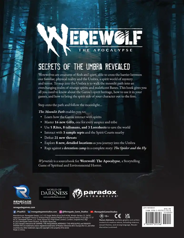 Werewolf: The Apocalypse 5th Edition RPG Priručnik The Moonlit Path Engleska verzija fotografija proizvoda