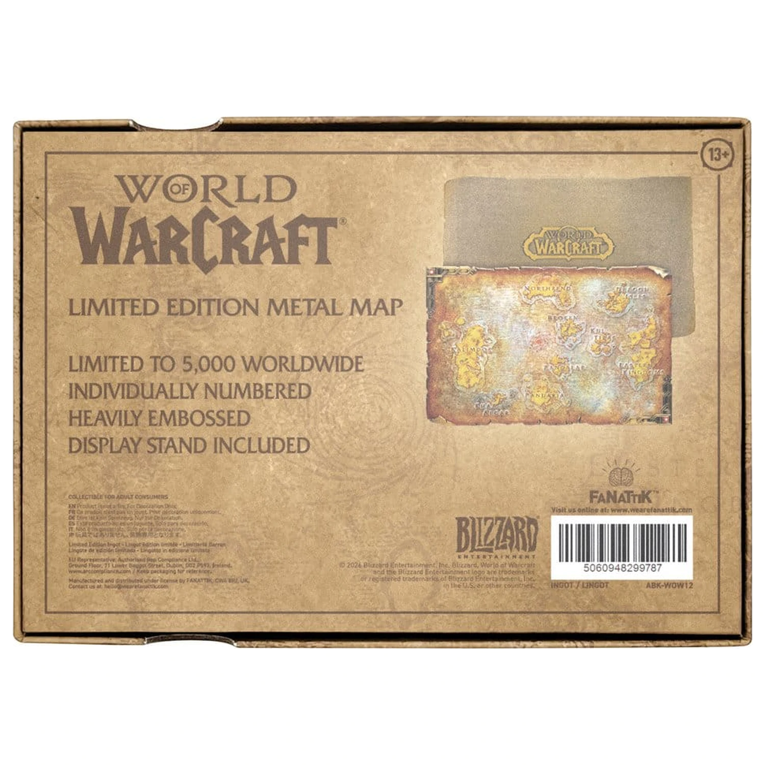 World of Warcraft replika metalne karte Azerotha, limitirano izdanje 12 x 18 cm fotografija proizvoda