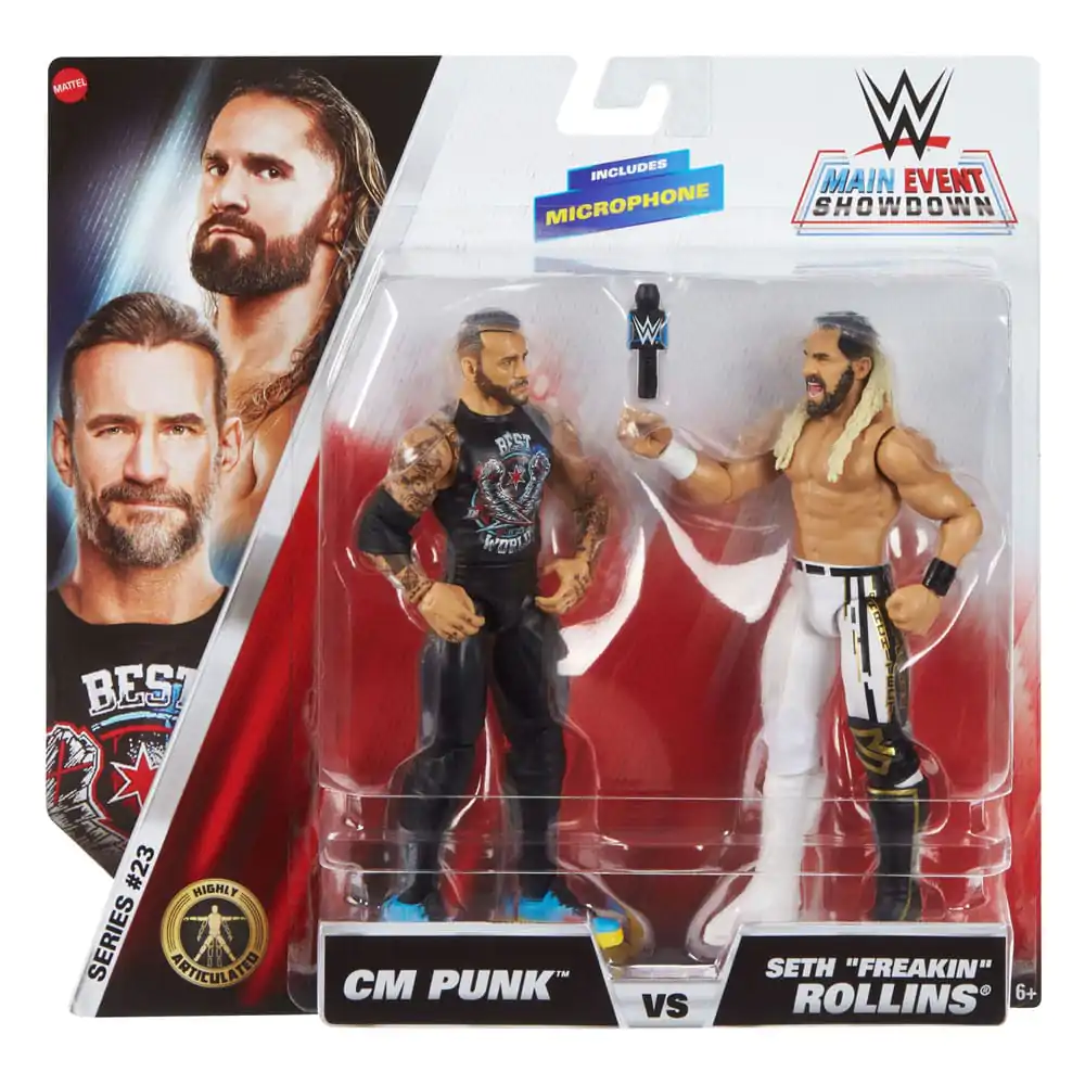 WWE Main Event Showdown akcijske figure CM Punk vs Seth "Freakin" Rollins 2-paket 15 cm fotografija proizvoda