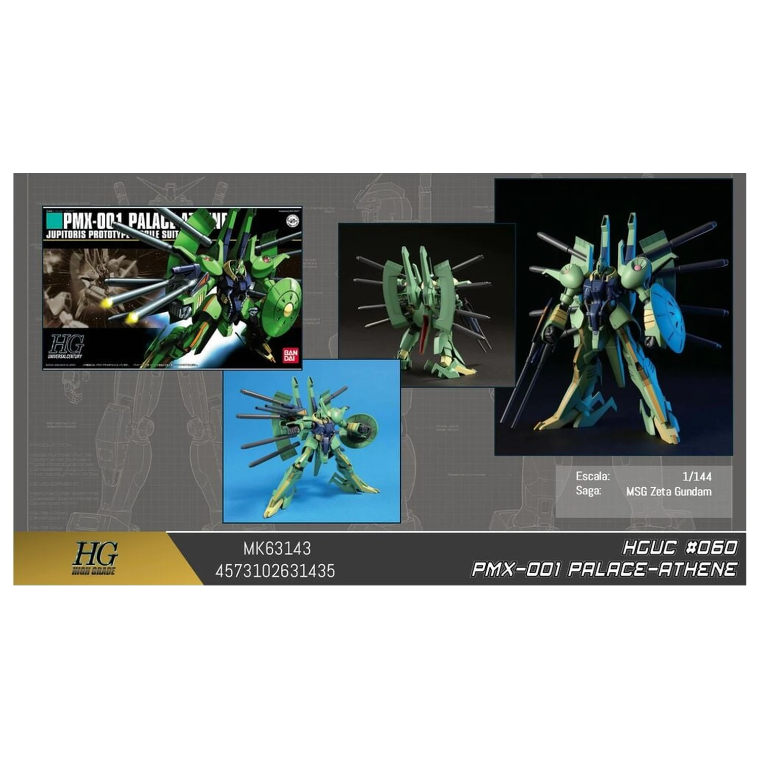 Zeta Gundam PMX-000 Palace Athene Mobile Suit Komplet modela HGUC 1/144 fotografija proizvoda