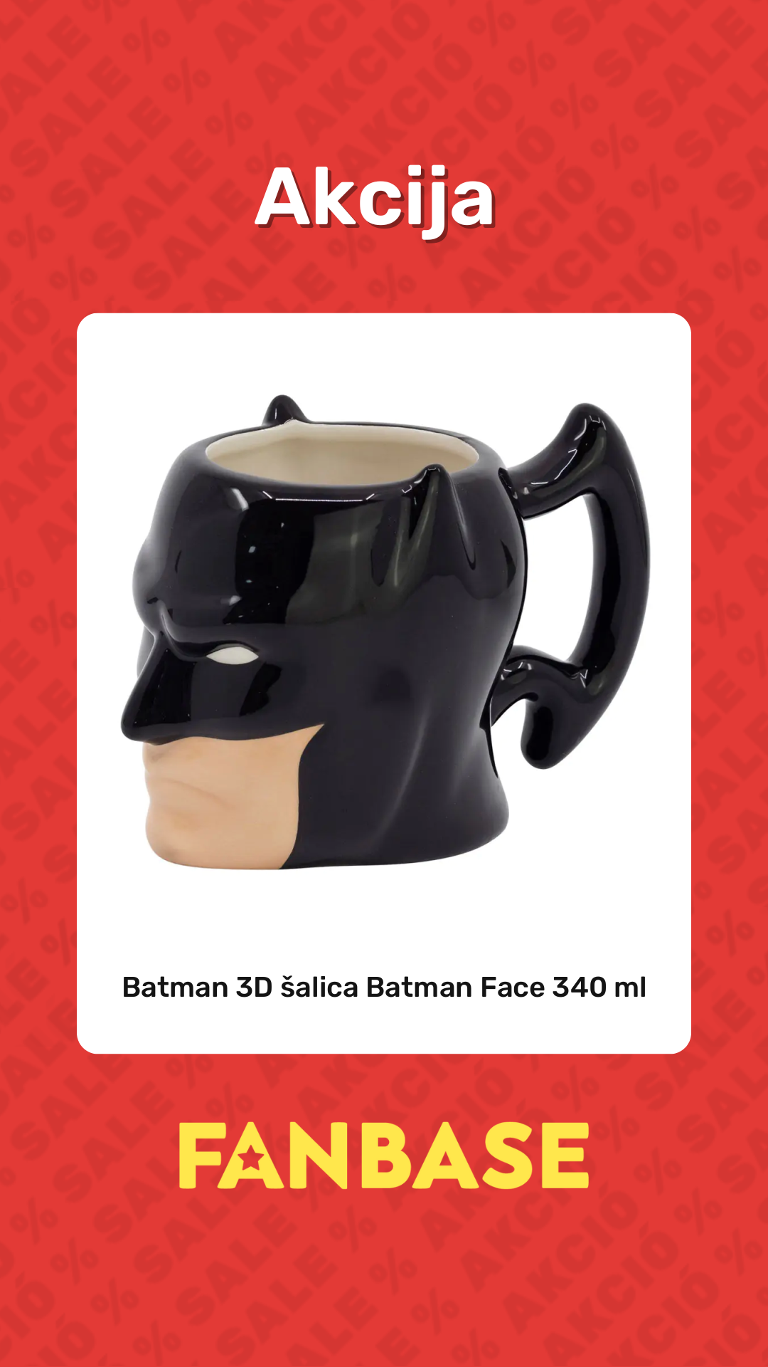Akcija: Batman 3D šalica Batman Face 340 ml