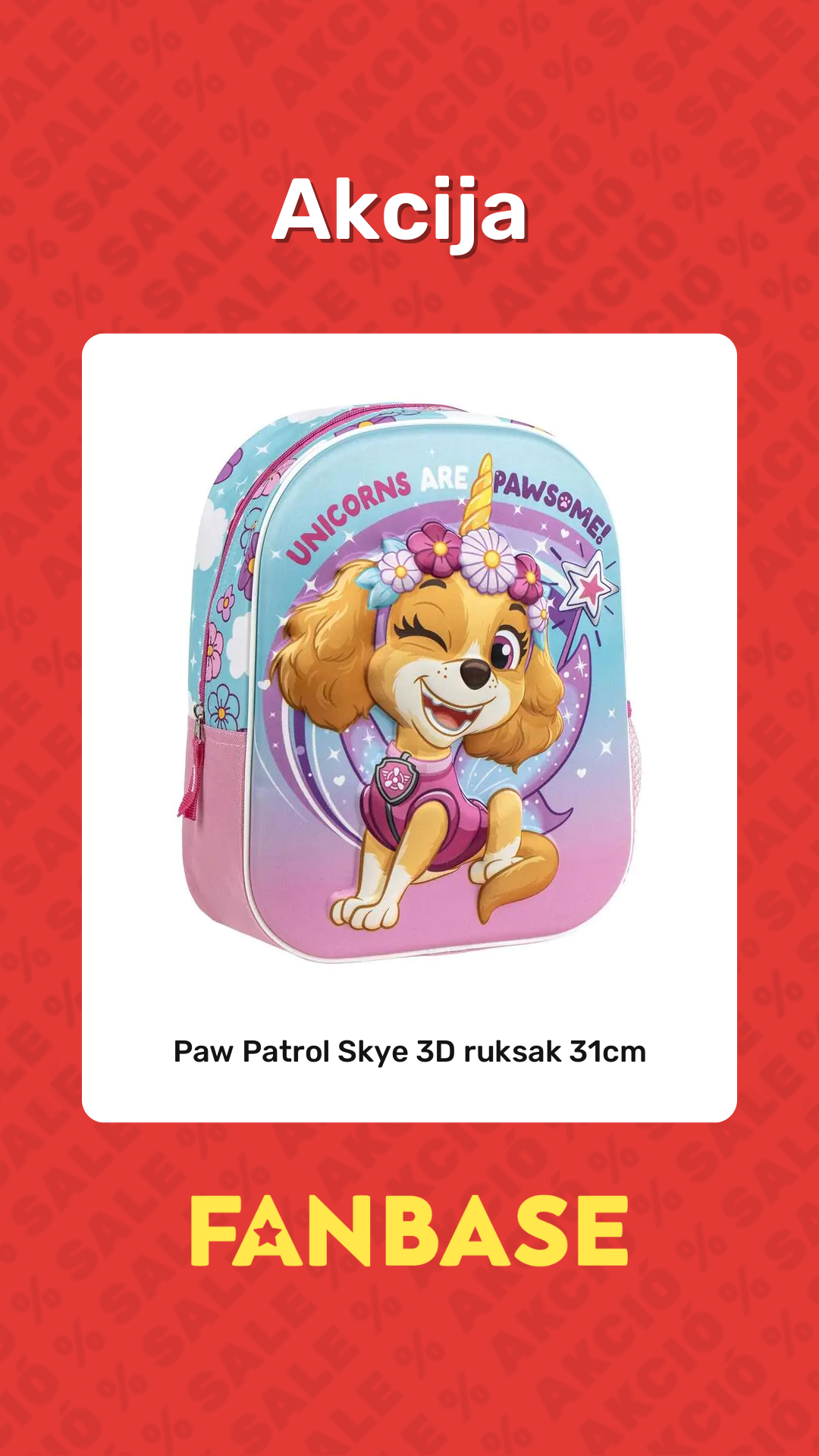 Akcija: Paw Patrol Skye 3D ruksak 31cm Akcija: Paw Patrol Skye 3D ruksak 31cm