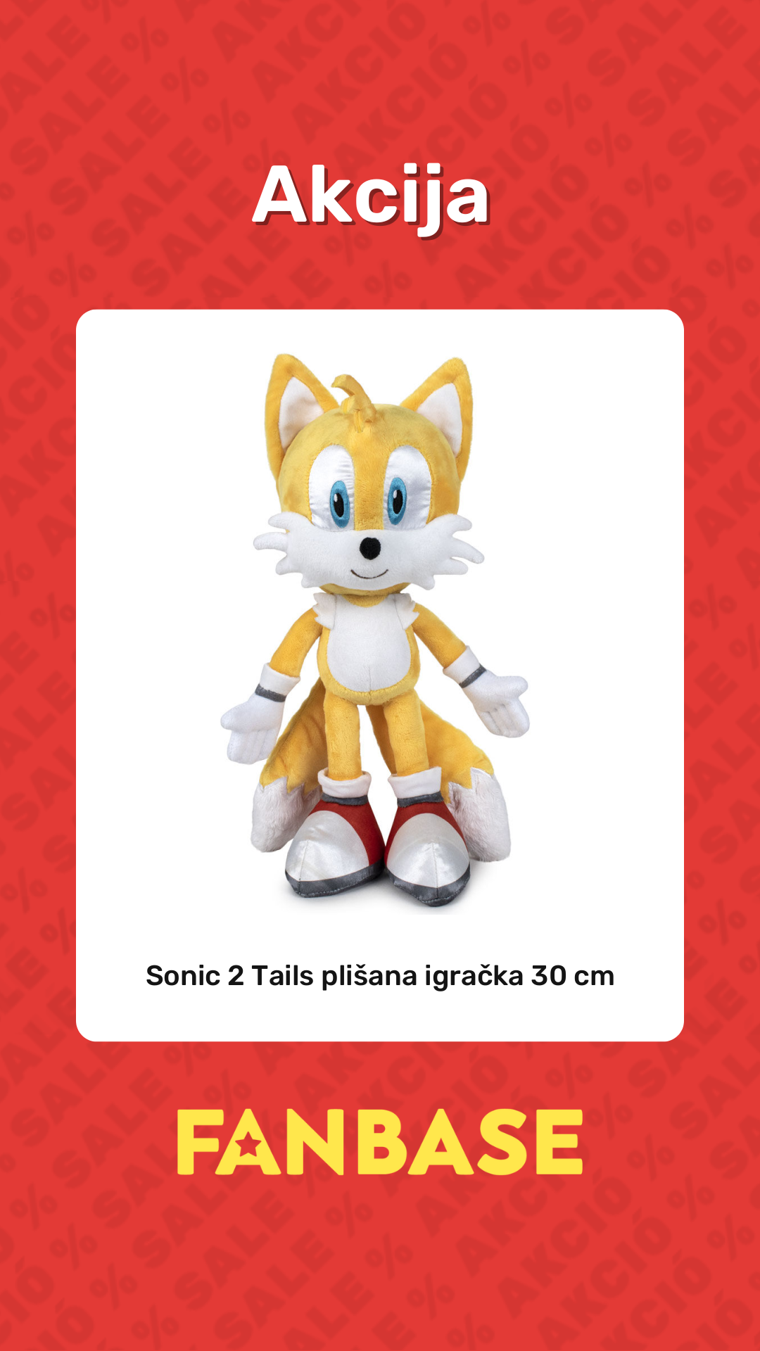 Akcija: Sonic 2 Tails plišana igračka 30 cm