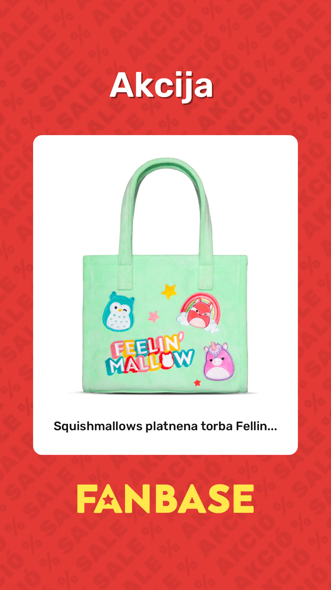 Akcija: Squishmallows platnena torba Fellin...