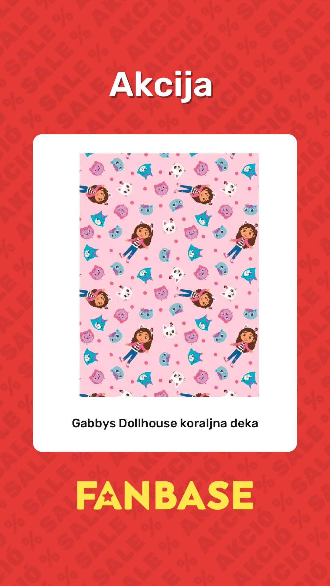 Akcija: Gabbys Dollhouse koraljna deka