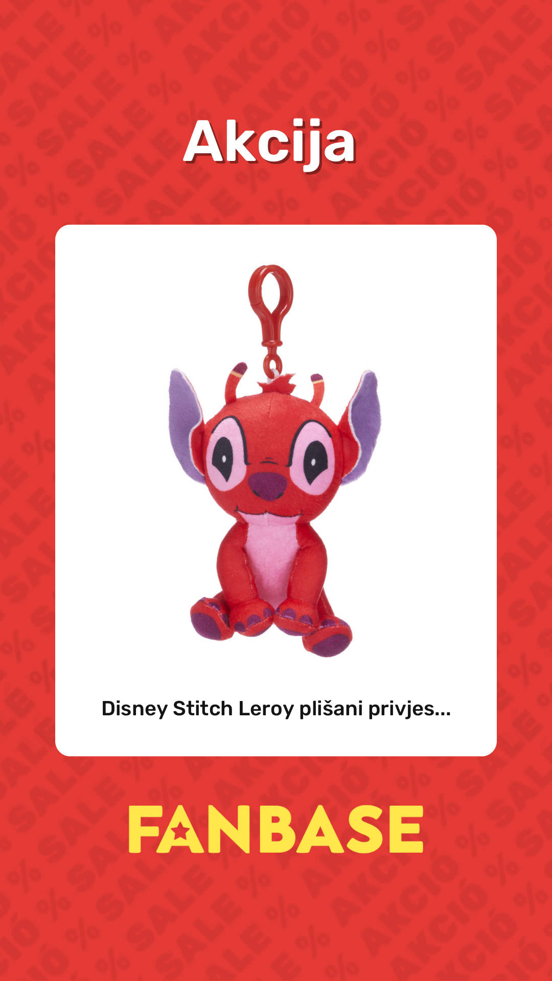 Akcija: Disney Stitch Leroy plišani privjes...