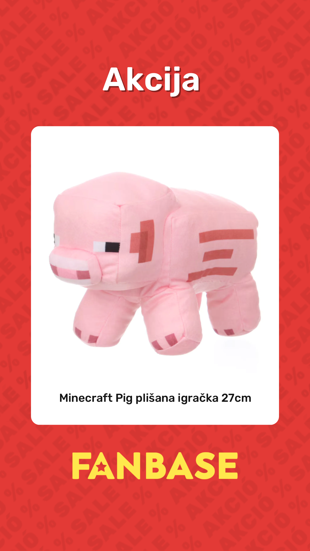 Akcija: Minecraft Pig plišana igračka 27cm