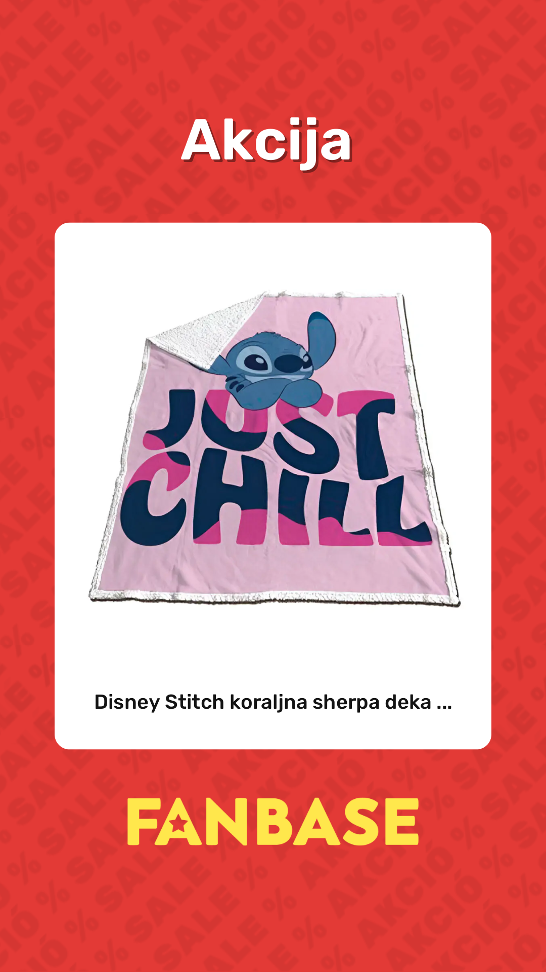 Akcija: Disney Stitch koraljna sherpa deka ...