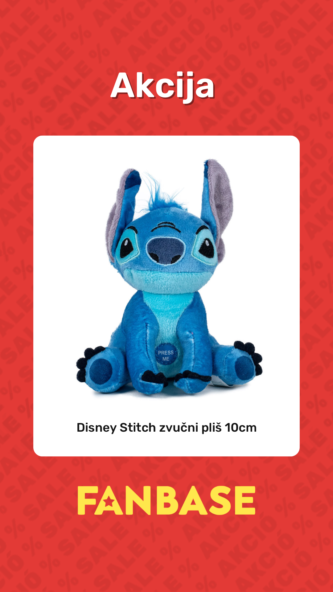 Akcija: Disney Stitch zvučni pliš 10cm
