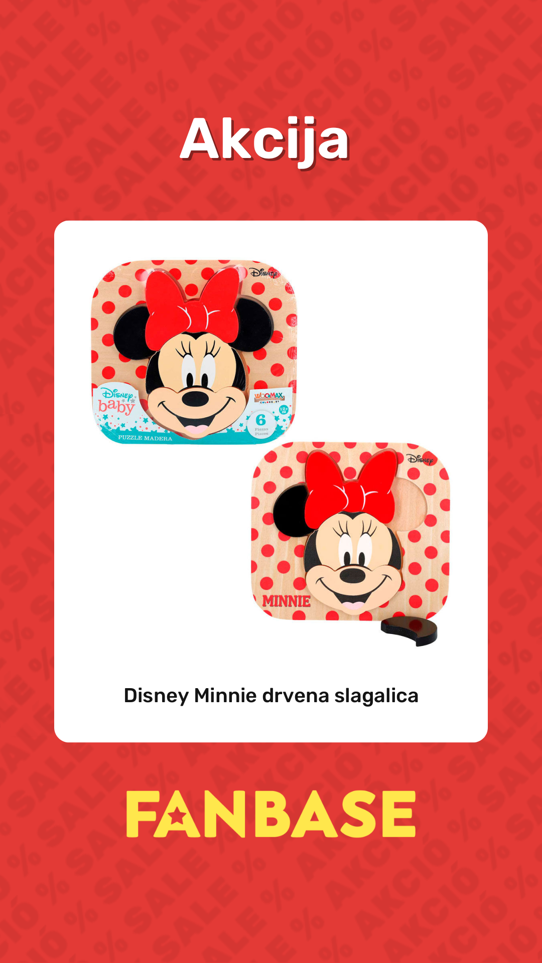 Akcija: Disney Minnie drvena slagalica