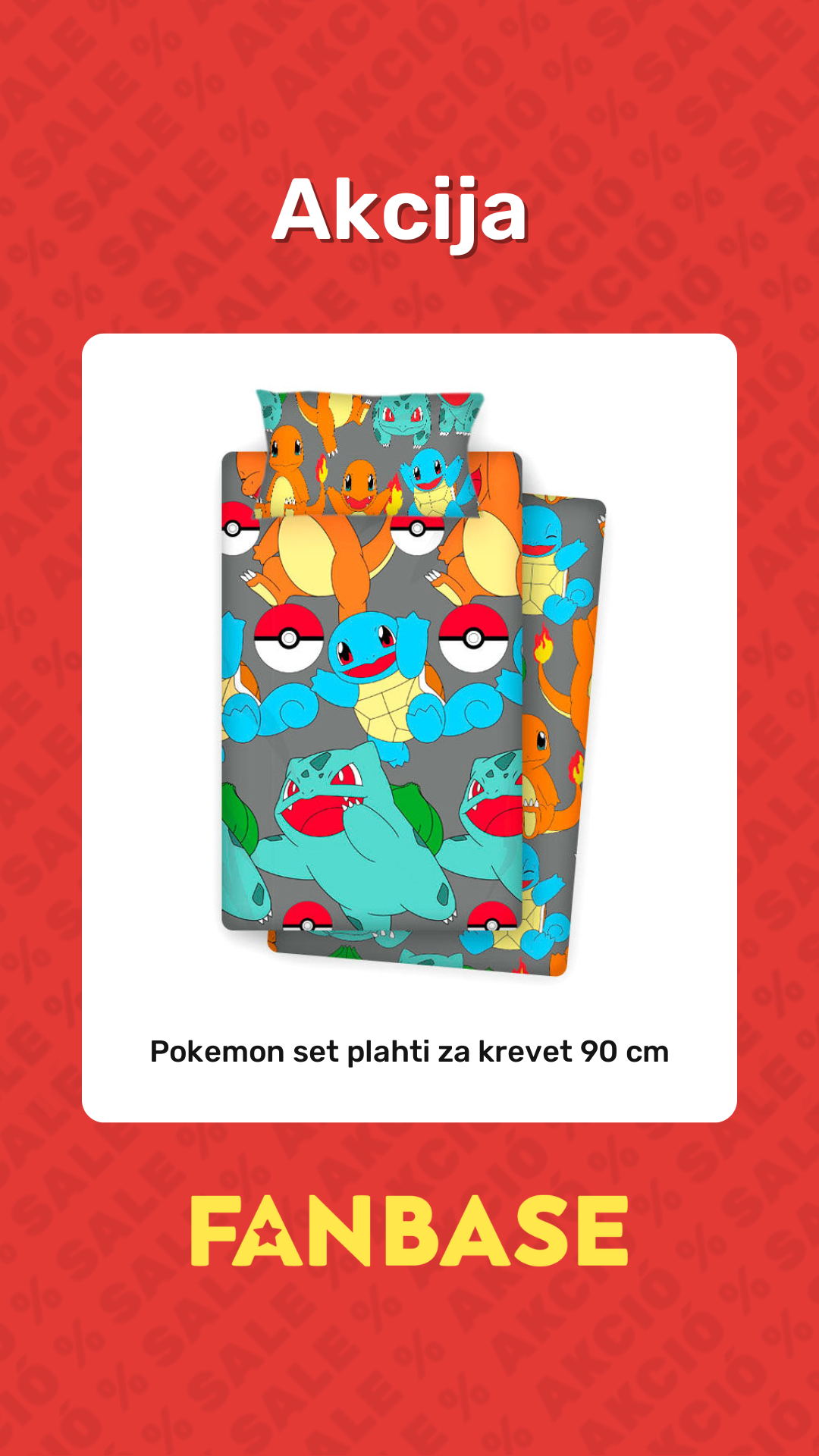 Akcija: Pokemon set plahti za krevet 90 cm
