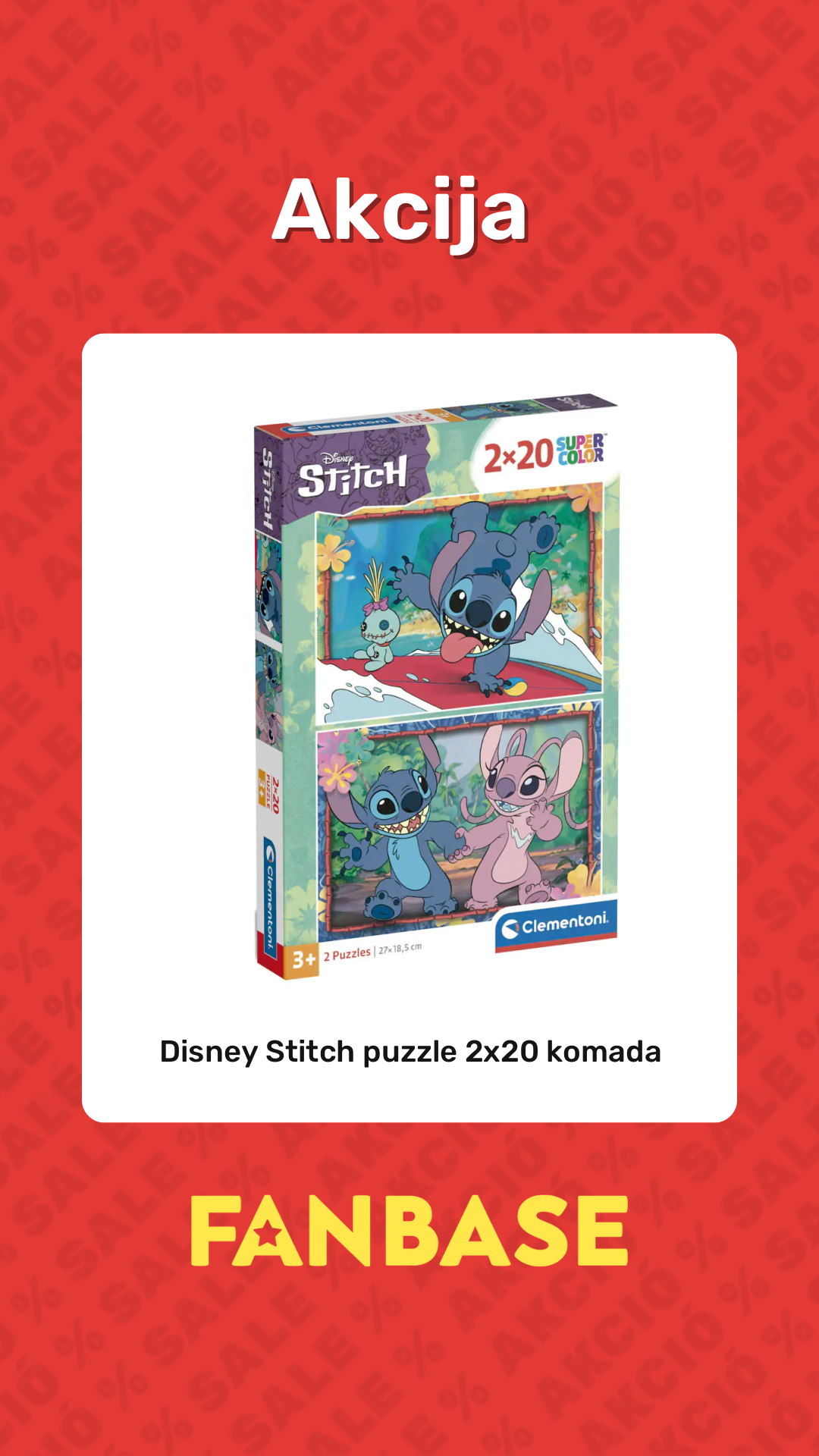 Akcija: Disney Stitch puzzle 2x20 komada