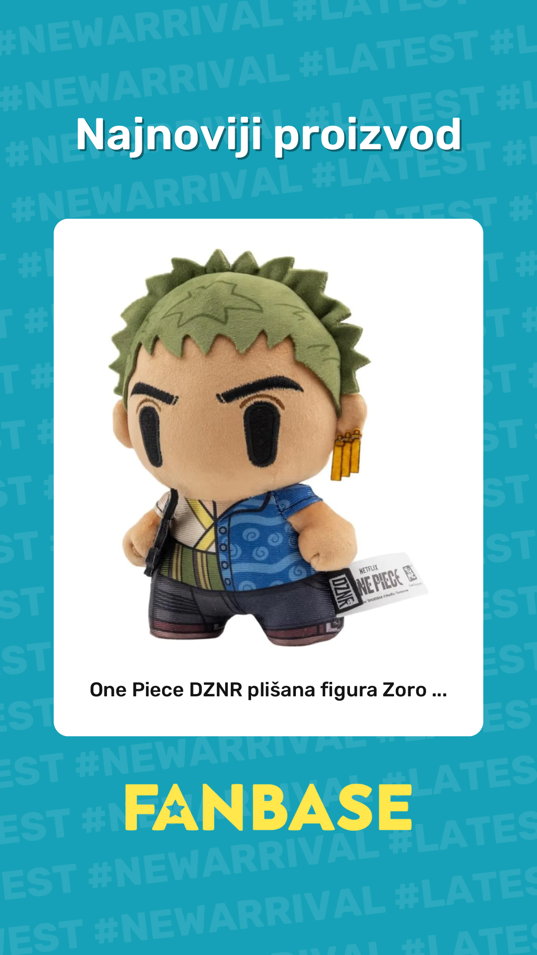 Najnoviji proizvod: One Piece DZNR plišana figura Zoro ...