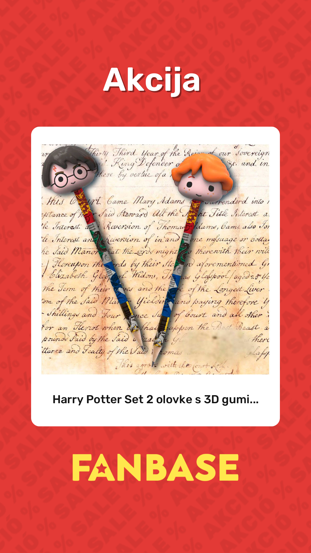 Akcija: Harry Potter Set 2 olovke s 3D gumi...