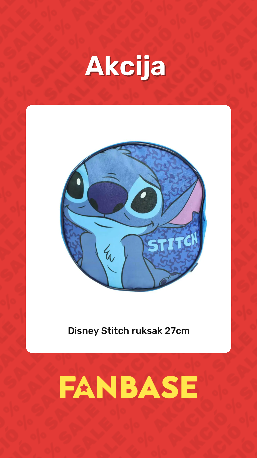 Akcija: Disney Stitch ruksak 27cm