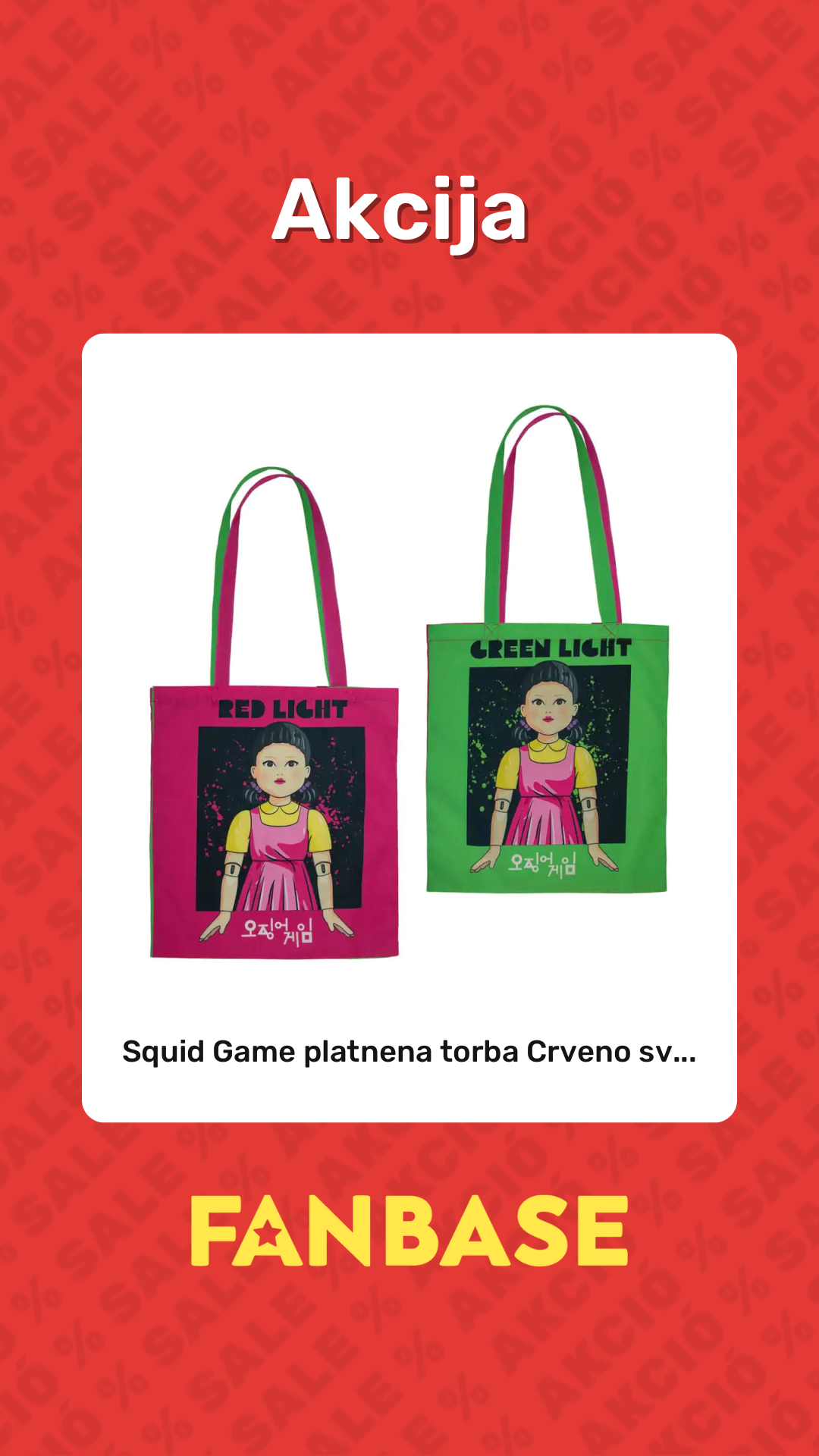 Akcija: Squid Game platnena torba Crveno sv...