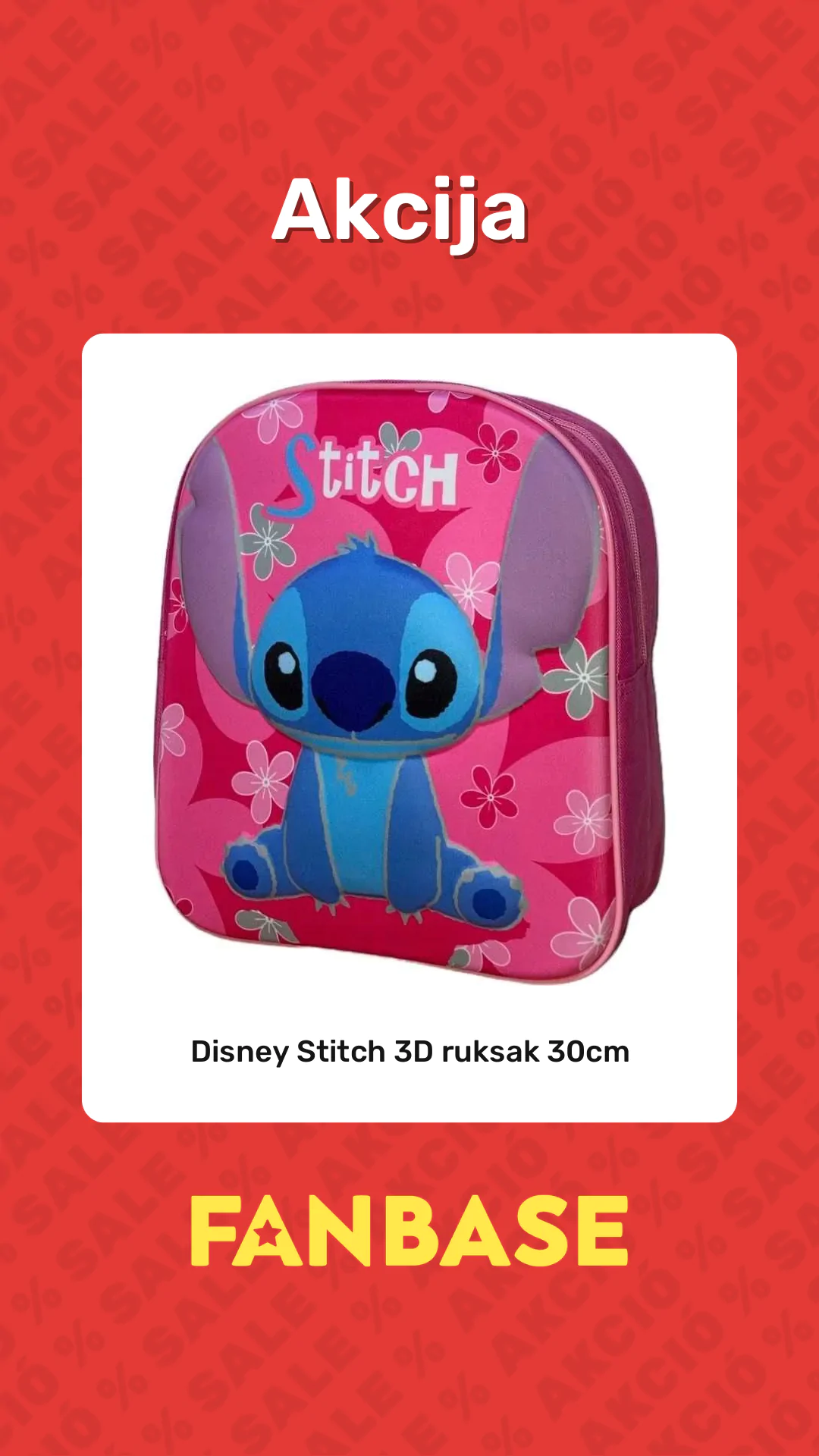 Akcija: Disney Stitch 3D ruksak 30cm